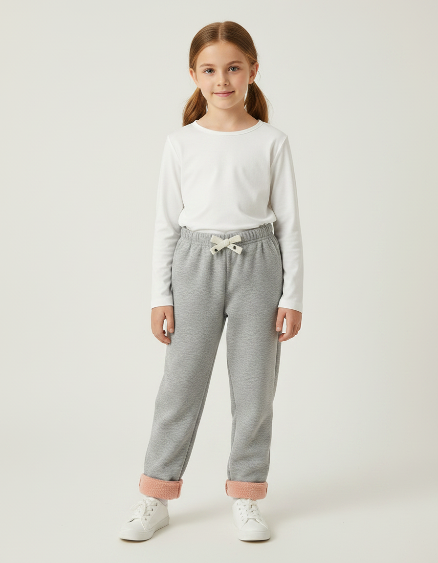 Pantalon Gris Molletonné Confortable Décontracté Enfant Sport