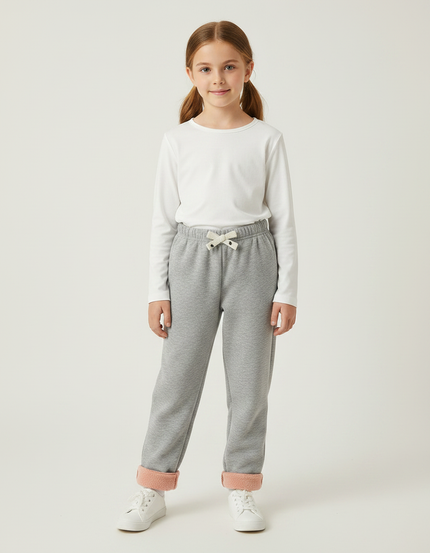 Pantalon Gris Molletonné Confortable Décontracté Enfant Sport