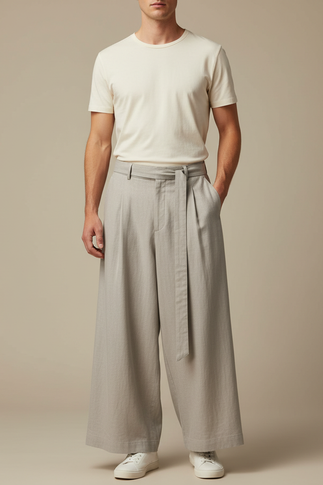 Pantalon Lin Gris Clair