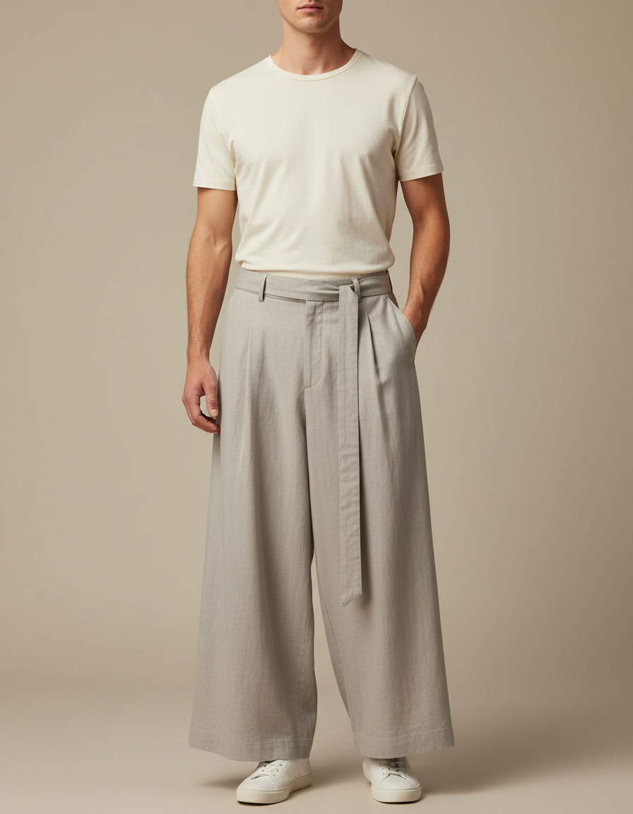 Pantalon Lin Gris Clair
