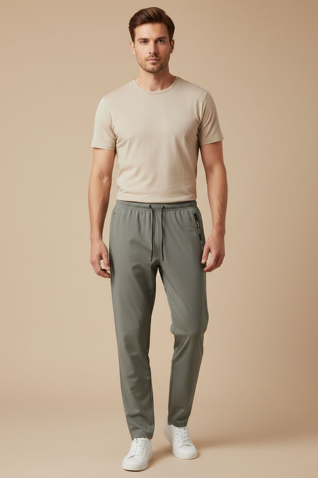Pantalon Gris Homme Léger Respirant Extensible Sport - Polyester