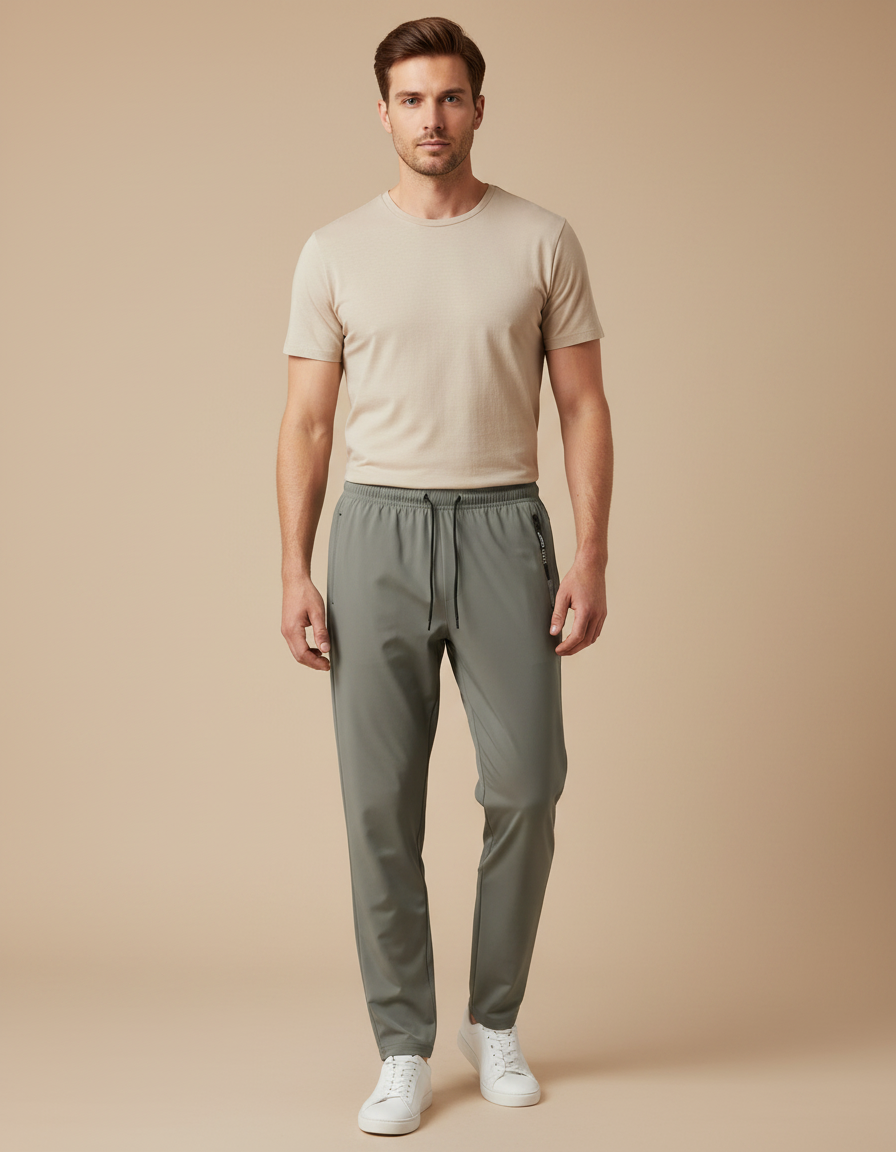Pantalon Gris Homme Léger Respirant Extensible Sport - Polyester