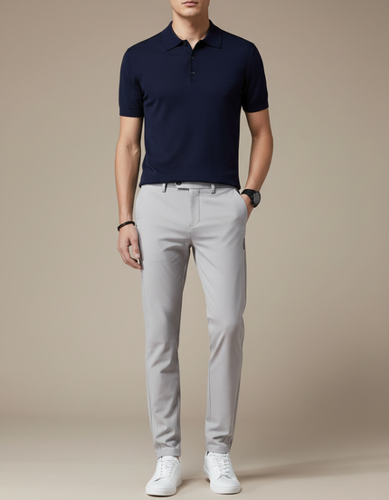 Pantalon Gris Stretch Slim Respirant Décontracté - Polyester