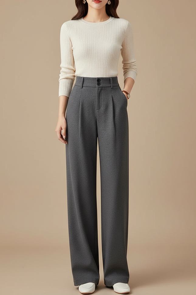 Pantalon Wide Leg Gris - Laine