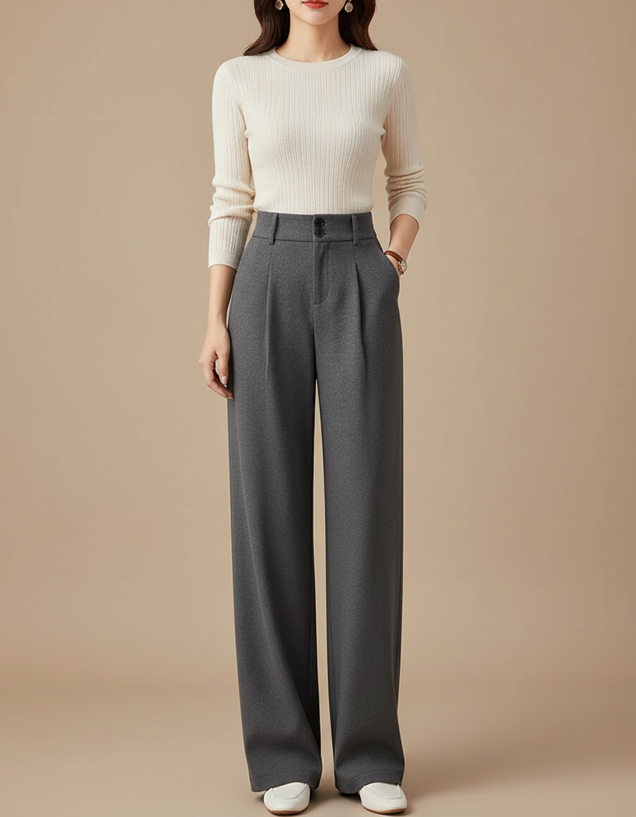 Pantalon Wide Leg Gris - Laine
