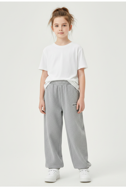 Pantalon Gris Molletonné Ample Décontracté Enfant Sport