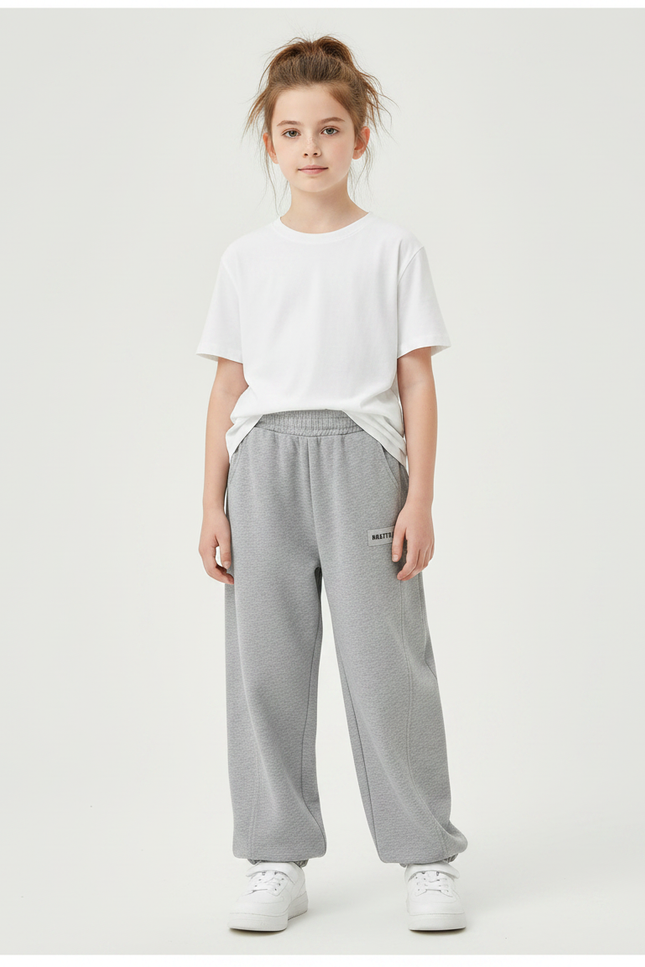 Pantalon Gris Molletonné Ample Décontracté Enfant Sport