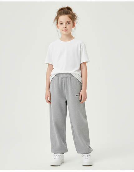 Pantalon Gris Molletonné Ample Décontracté Enfant Sport