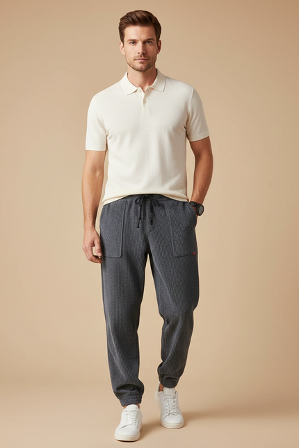 Pantalon Rayé Gris Homme - Cordé