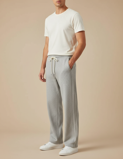 Pantalon Gris Droit Coton Molletonné Sport Homme