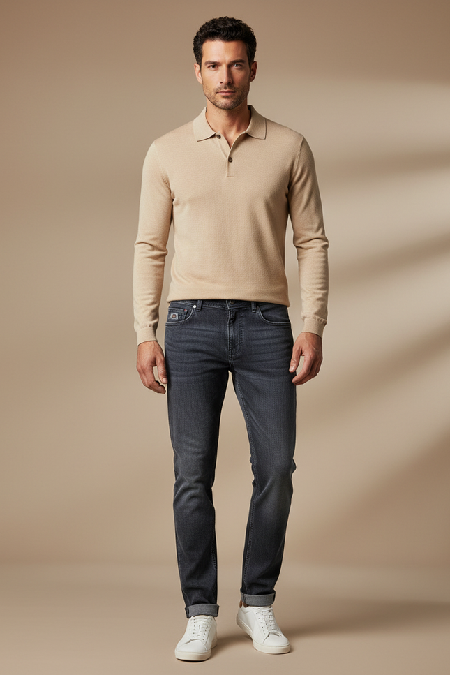 Pantalon Gris Slim Jeans Droit Stretch Homme
