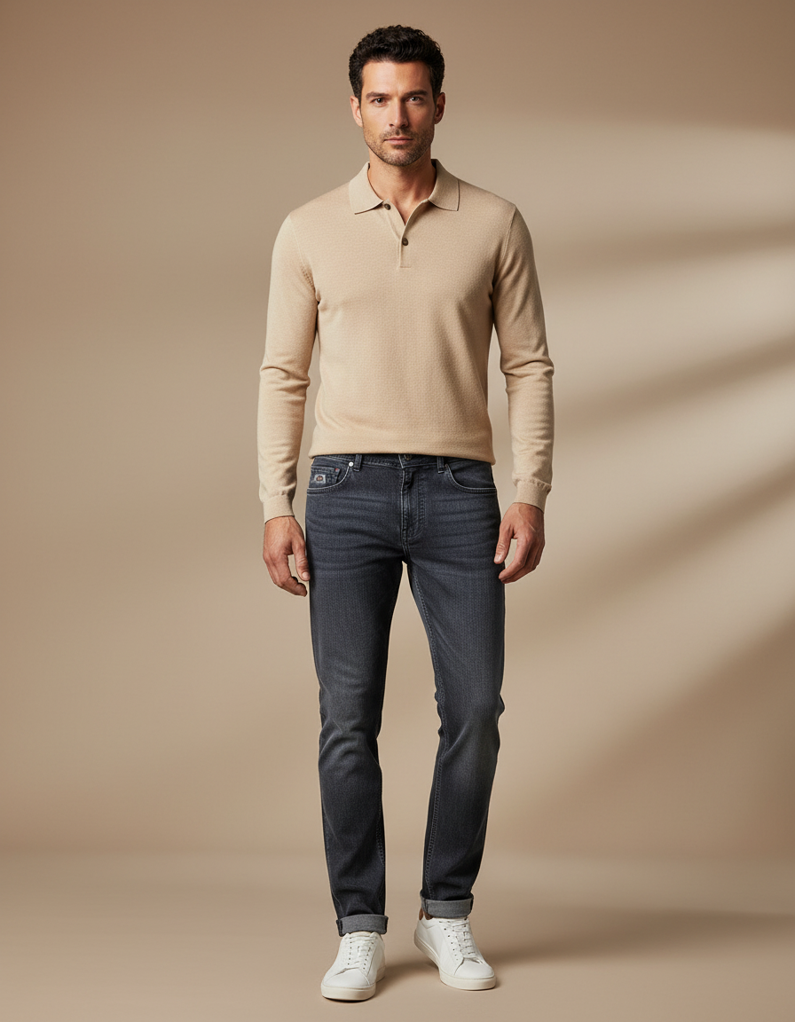 Pantalon Gris Slim Jeans Droit Stretch Homme