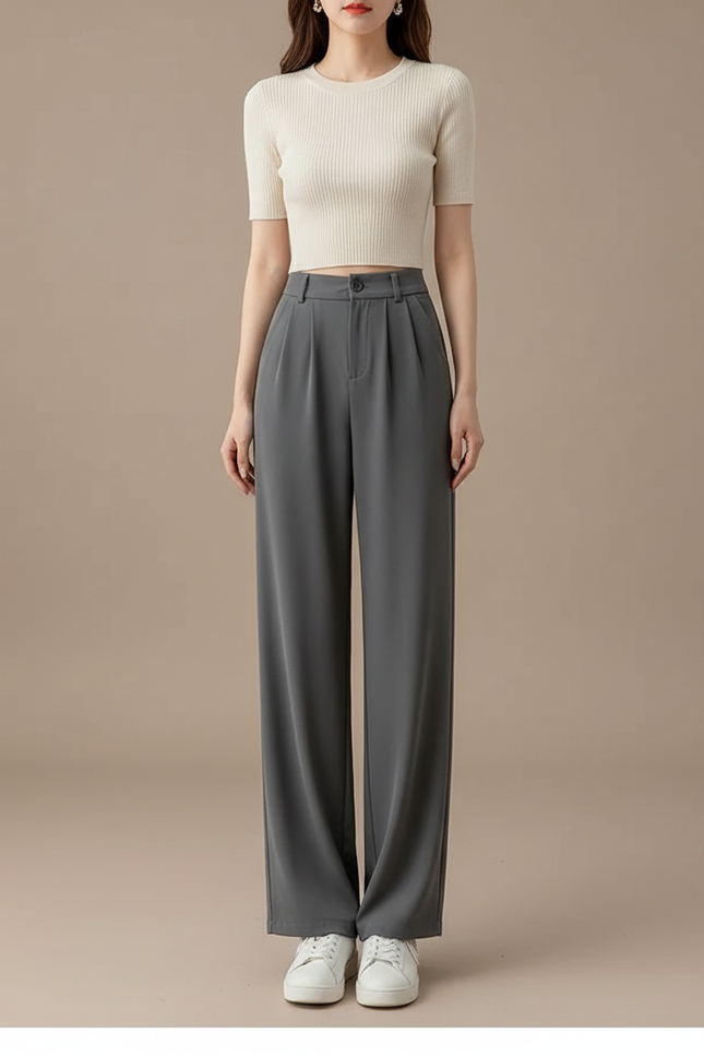 Pantalon Gris Tailleur - Polyester