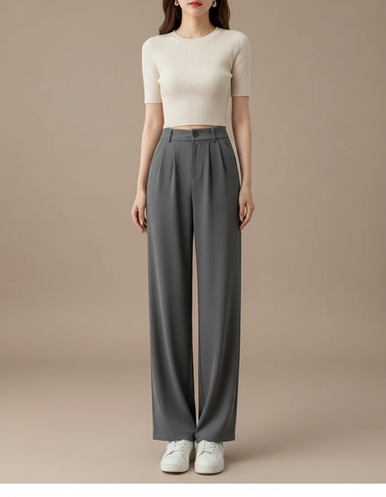 Pantalon Gris Tailleur - Polyester