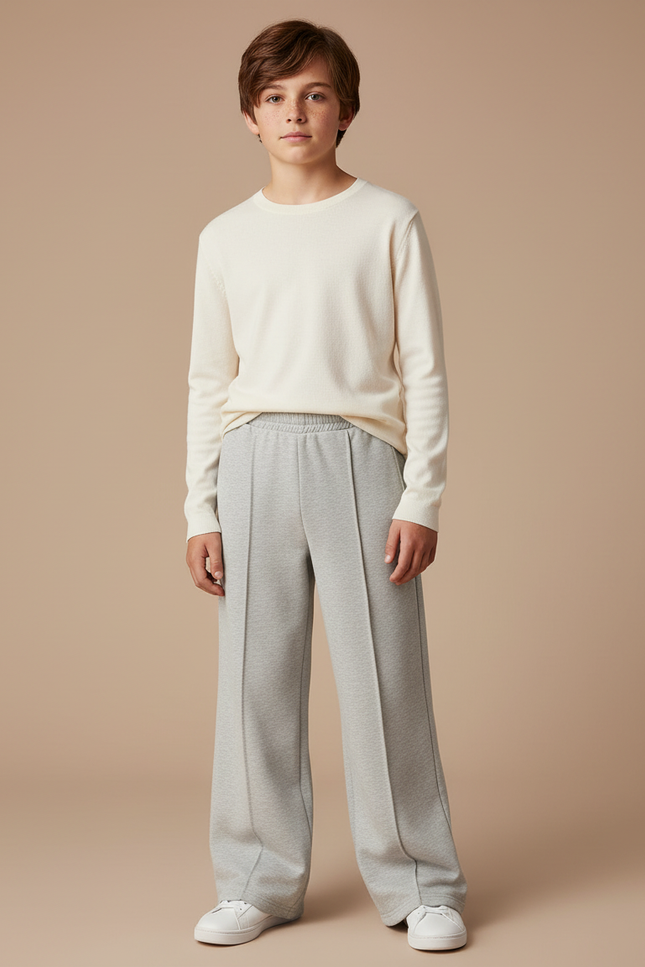 Pantalon Gris Large Ample Droit Confortable - Molleton