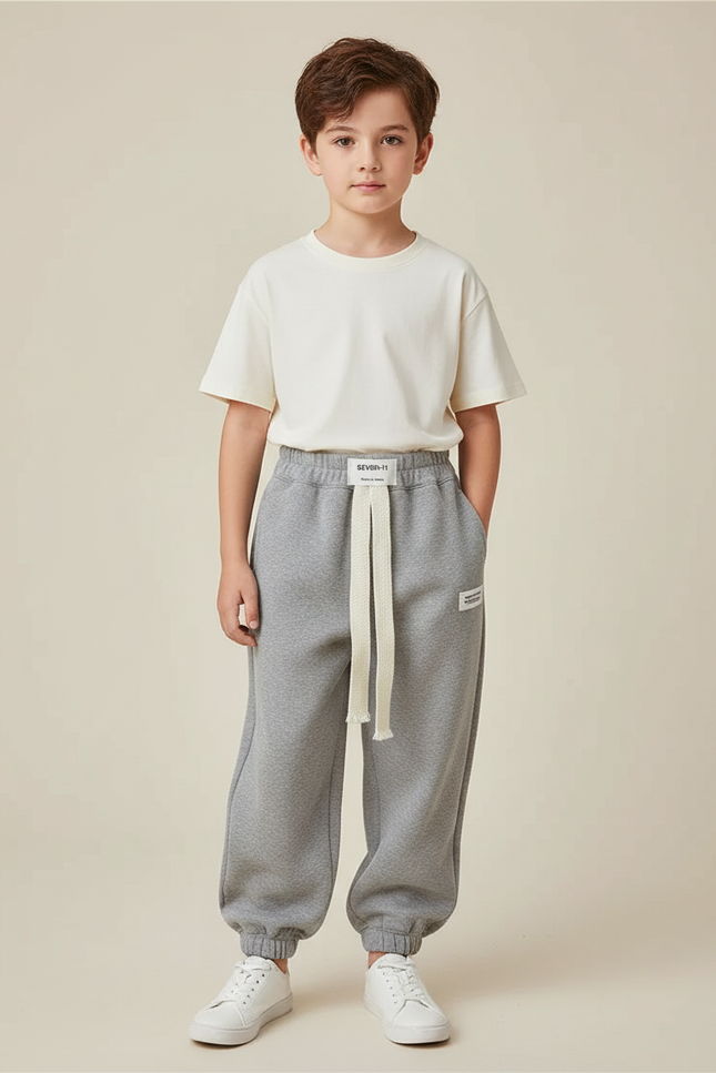 Pantalon Gris Molletonné Ample Sportif Garçon