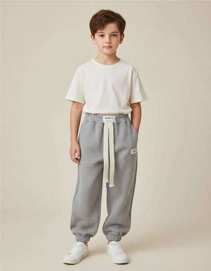 Pantalon Gris Molletonné Ample Sportif Garçon