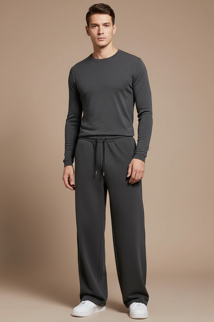 Pantalon Gris Ample Décontracté Cordon Homme Confortable - Molleton