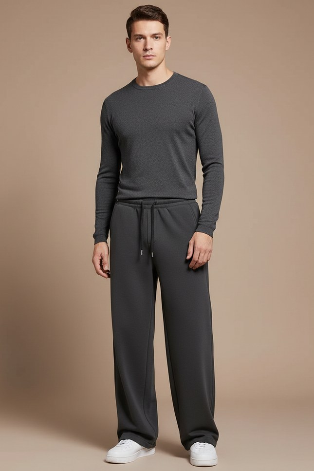 Pantalon Gris Ample Décontracté Cordon Homme Confortable - Molleton