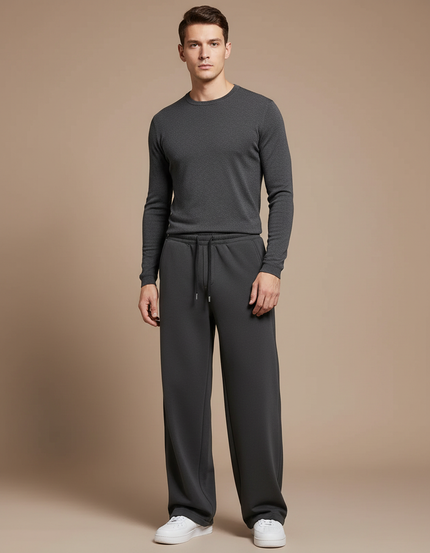 Pantalon Gris Ample Décontracté Cordon Homme Confortable - Molleton