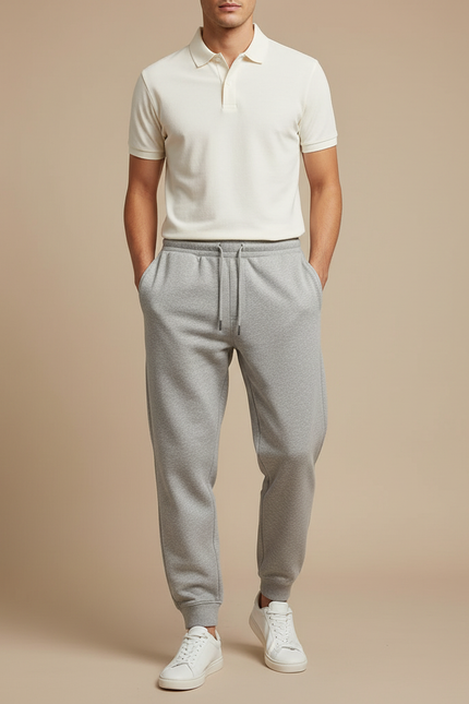 Pantalon Gris Jogging Coton Confortable Décontracté - Molleton