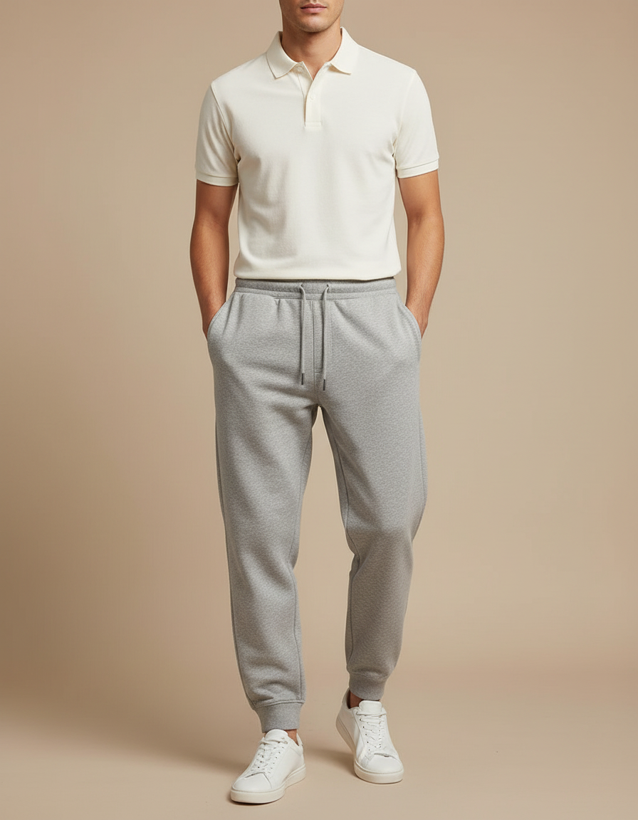 Pantalon Gris Jogging Coton Confortable Décontracté - Molleton