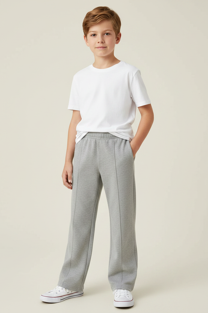 Pantalon Gris Molletonné Ample Enfant Doux