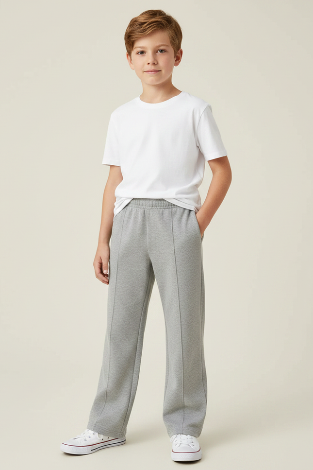 Pantalon Gris Molletonné Ample Enfant Doux