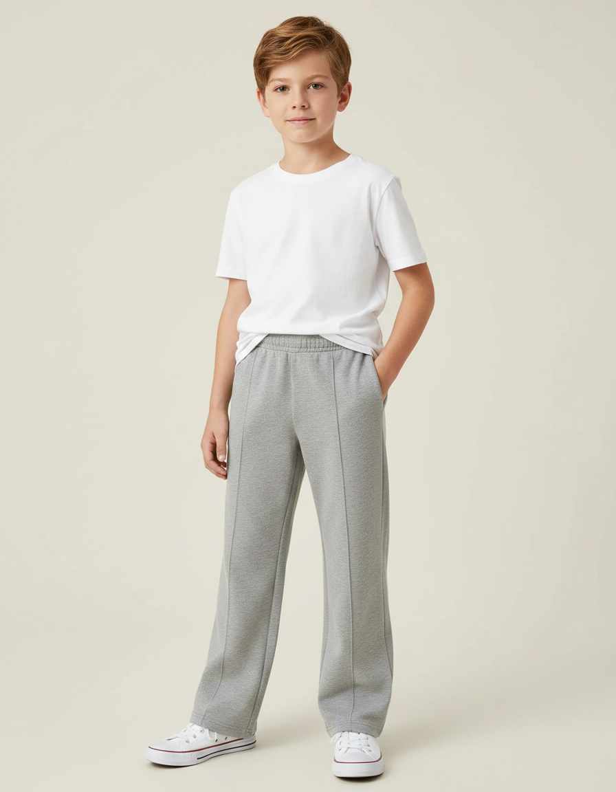 Pantalon Gris Molletonné Ample Enfant Doux