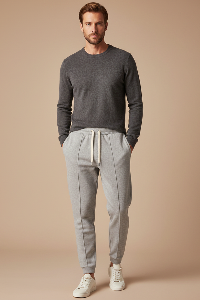 Pantalon Gris Ample Cordon Sport Décontracté Homme - Molleton