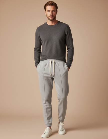 Pantalon Gris Ample Cordon Sport Décontracté Homme - Molleton