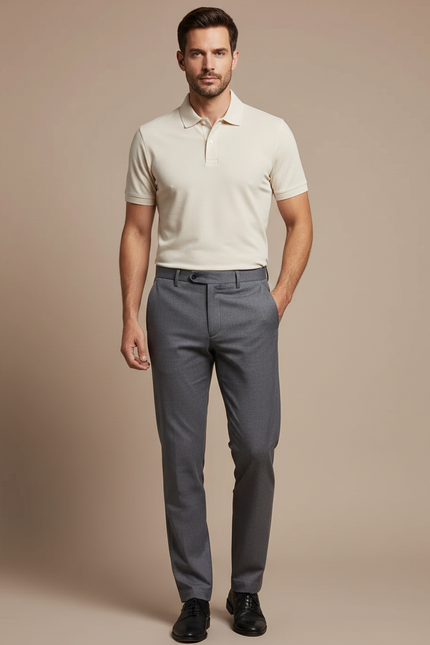 Pantalon Gris Homme Slim Habillé Formel Élégant - Gabardine