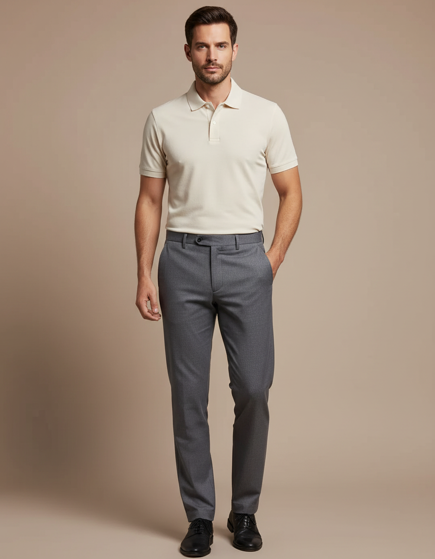 Pantalon Gris Homme Slim Habillé Formel Élégant - Gabardine
