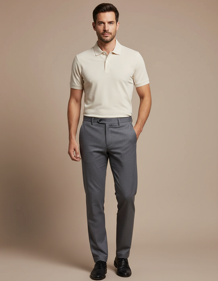 Pantalon Gris Homme Slim Habillé Formel Élégant - Gabardine