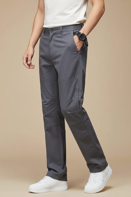 Pantalon Gris Cargo Coton Droit Décontracté Homme