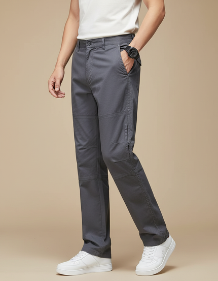 Pantalon Gris Cargo Coton Droit Décontracté Homme