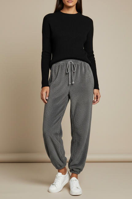 Pantalon Gris Moelleux Confortable Décontracté Velours - Molleton