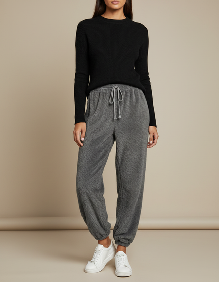 Pantalon Gris Moelleux Confortable Décontracté Velours - Molleton