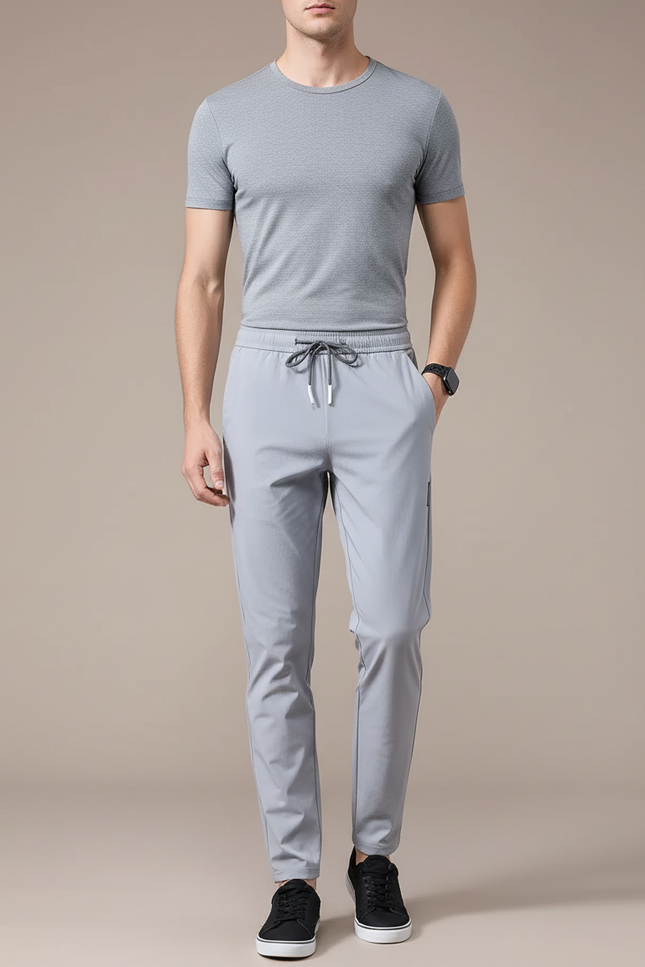 Pantalon Gris Homme Décontracté Sportif Léger Cordon - Polyester