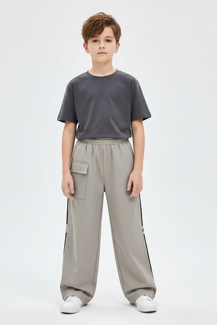 Pantalon Gris Cargo Ample Décontracté Enfant - Polyester