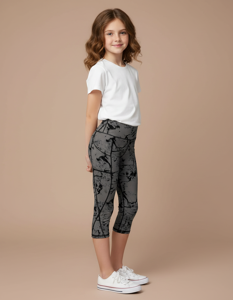 Pantalon Gris Capri Imprimé Sport Fille - Polyester