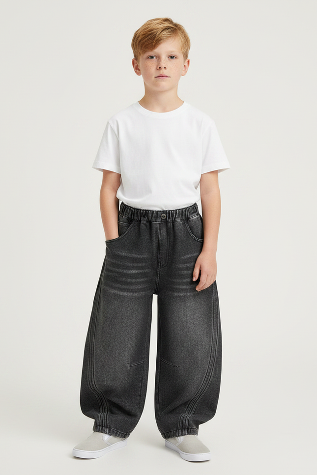 Pantalon Gris Large Décontracté Ample Garçon - Jean