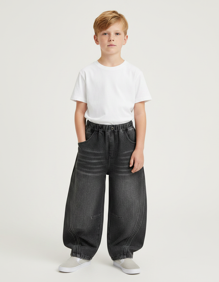 Pantalon Gris Large Décontracté Ample Garçon - Jean