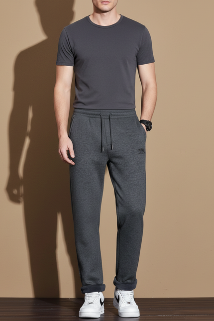 Pantalon Gris Molletonné Confortable Décontracté Homme