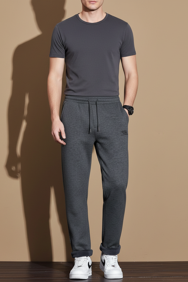 Pantalon Gris Molletonné Confortable Décontracté Homme