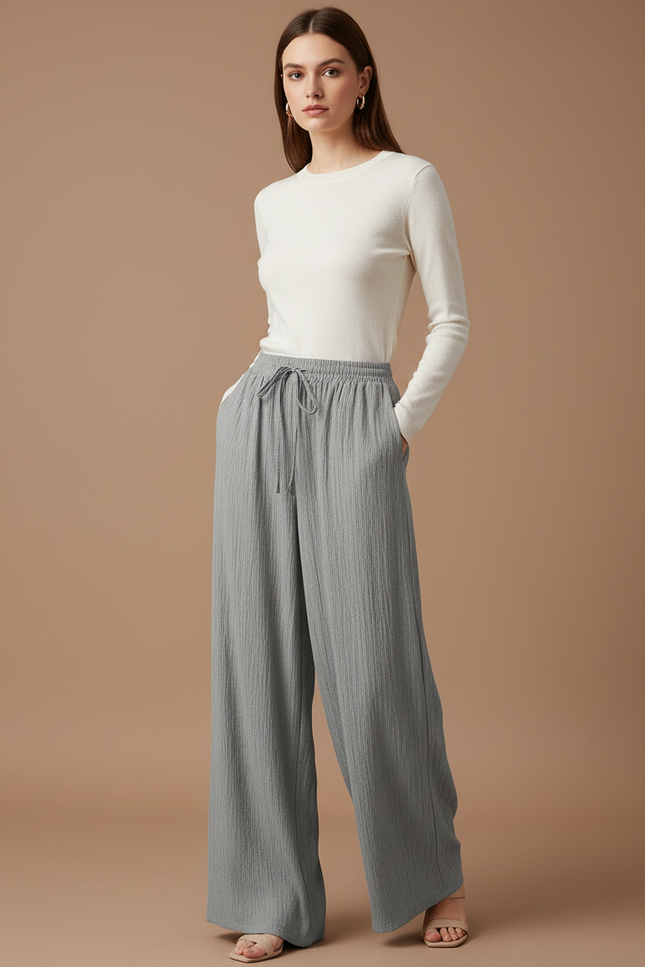 Pantalon Femme En Lin Gris