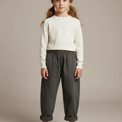Pantalon Gris Sarouel Ample Coton Enfant Casual