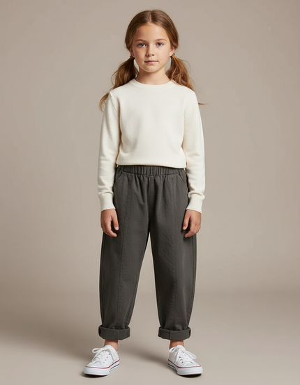 Pantalon Gris Sarouel Ample Coton Enfant Casual