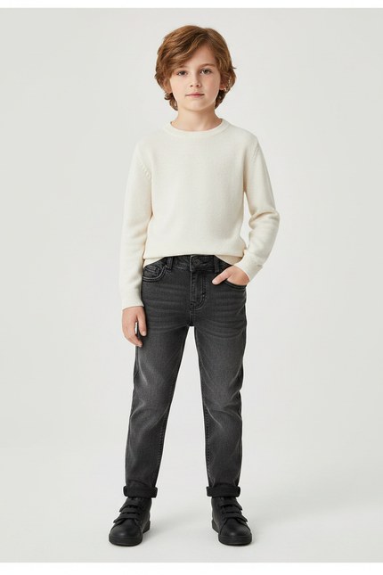 Pantalon Gris Slim Fit Denim Enfant Polyvalent - Jean