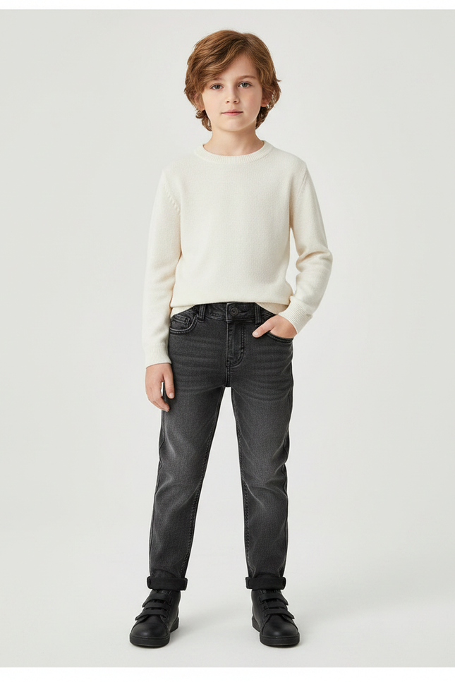 Pantalon Gris Slim Fit Denim Enfant Polyvalent - Jean